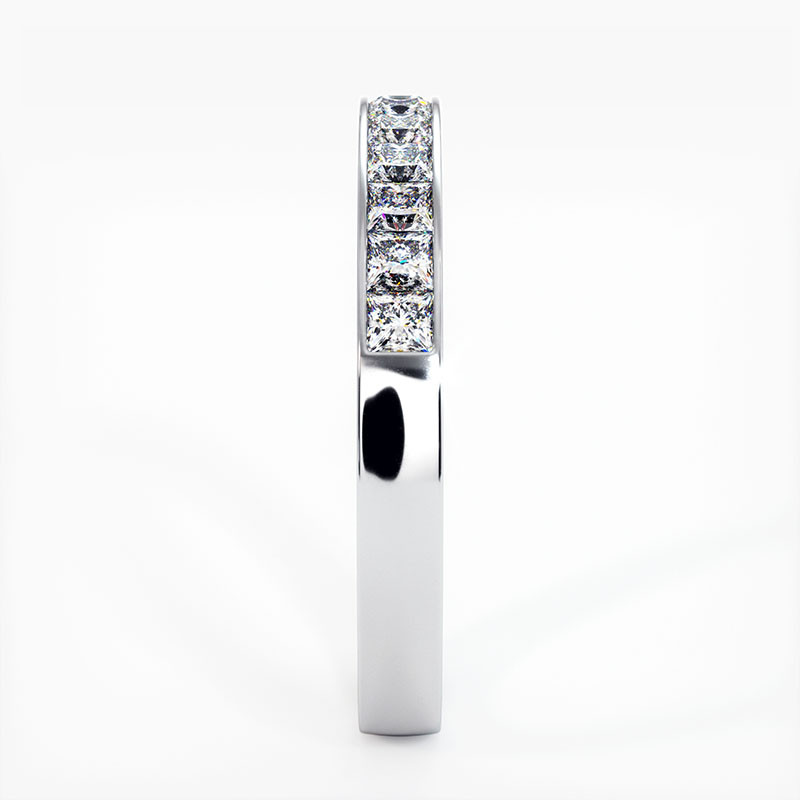 Demi Alliance Diamants Saphirs Roses Princesses Rail Or Jaune 0.70 Carat Demi Alliance Diamants Saphirs Roses Princesses Rail Or Jaune 0.70 Carat