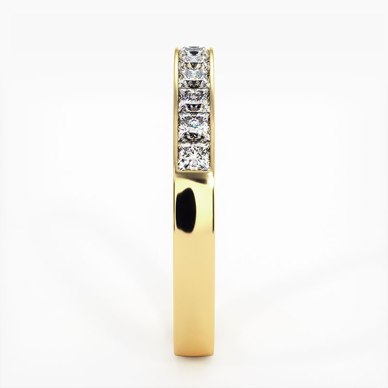 Demi Alliance Diamants Rubis Princesses Rail Or Jaune 0.70 Carat Demi Alliance Diamants Rubis Princesses Rail Or Jaune 0.70 Carat