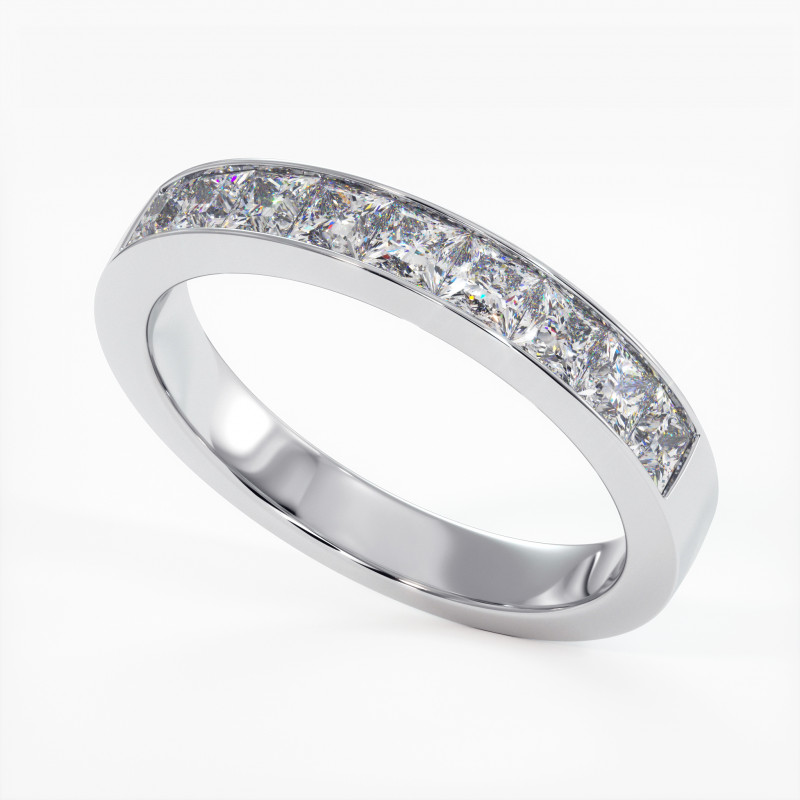 Demi Alliance Diamants Rail Or Blanc 2.00 Carats Demi Alliance Diamants Rail Or Blanc 2.00 Carats
