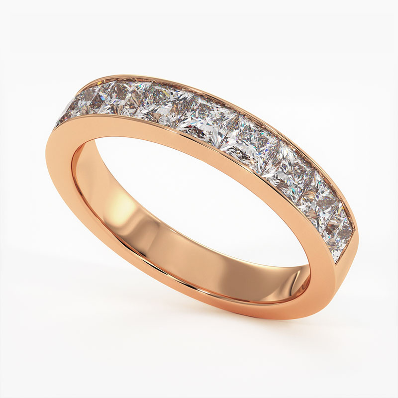 Demi Alliance Diamants verts Rail Or Blanc 0.22 Carat Demi Alliance Diamants verts Rail Or Blanc 0.22 Carat