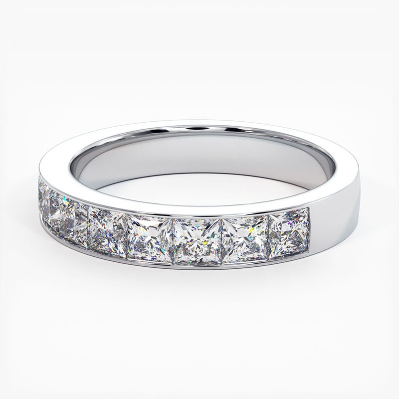 Demi Alliance Diamants verts Rail Or Blanc 0.22 Carat Demi Alliance Diamants verts Rail Or Blanc 0.22 Carat