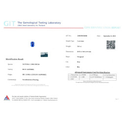 Rechthoekig geslepen blauwe saffier Blauw 5,16 karaat