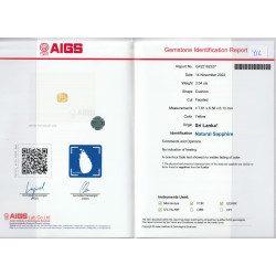 Geel Saffier kussen gesneden 3.04 karaat