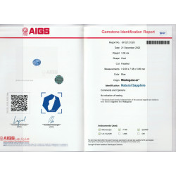 Ovale blauwe saffier Blauw 3.07 karaat