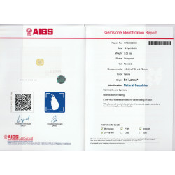 Gele Saffier rechthoekige snit 3.03 karaat