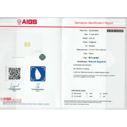 Gele Saffier rechthoekige snit 3.06 karaat