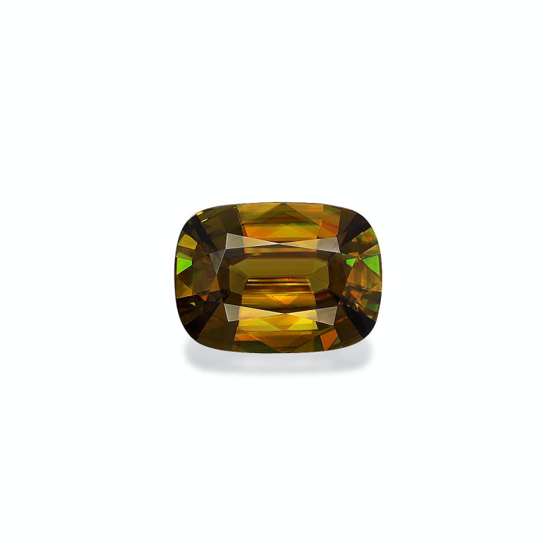 CUSHION-cut Sphene Moss Green 7.04 carats