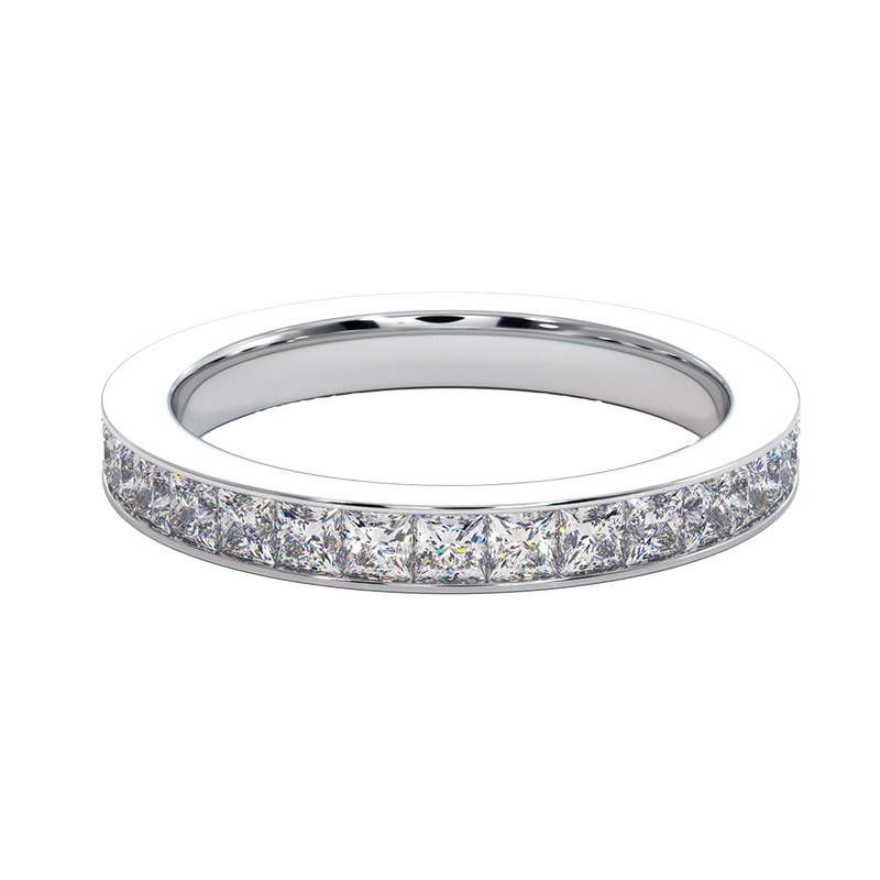 Alliance En Argent Massif 925 Rhodié Avec Double Rangée De Cz – Taille 64 – Neuf Avec étiquettes