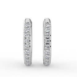 أقراط دائرية من الذهب الأبيض مرصعة بالألماس – Celinni