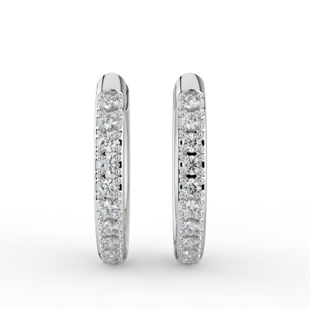 Boucles d'Oreilles Créoles Diamants Or Blanc