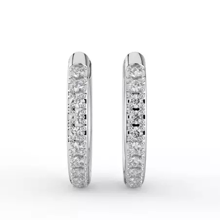 Diamond Hoop Earrings in White Gold