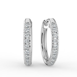 أقراط دائرية من الذهب الأبيض مرصعة بالألماس – Celinni