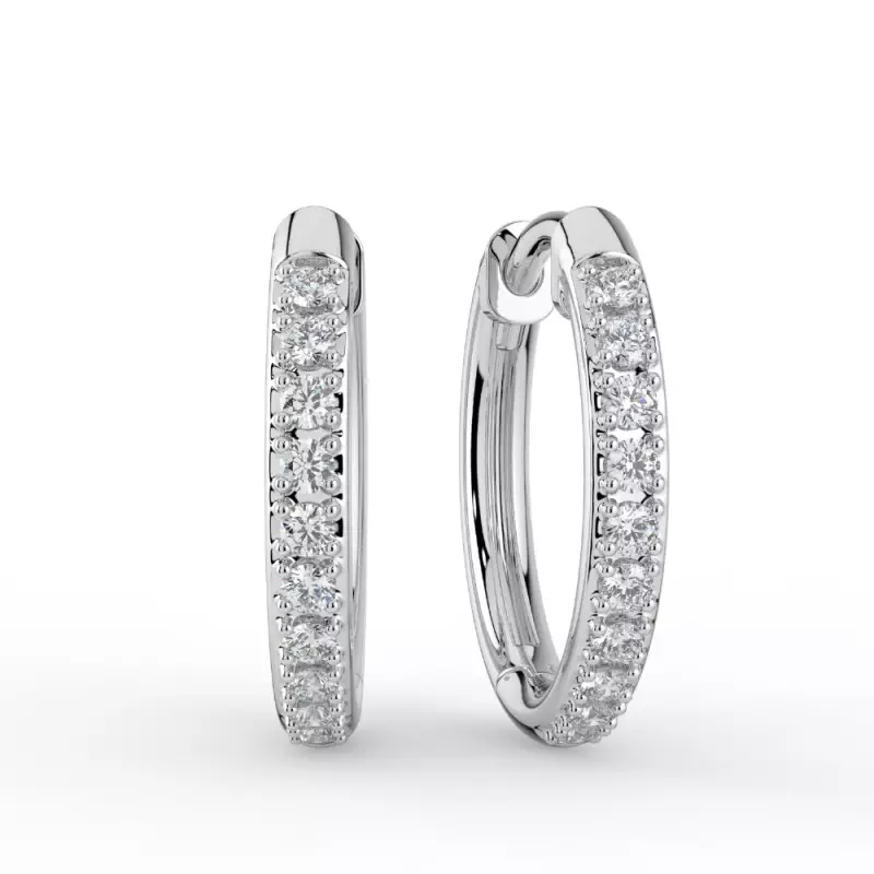 Diamond Hoop Earrings in White Gold