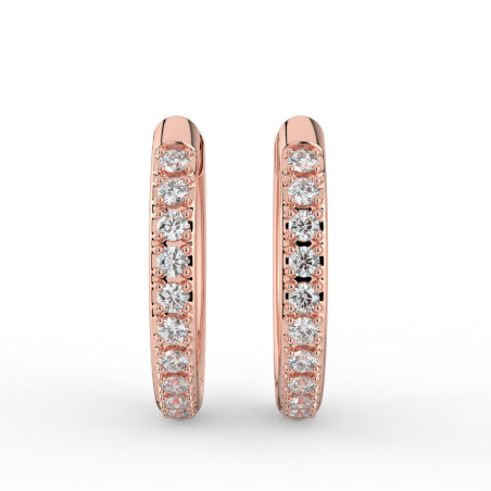 Boucles d'Oreilles Créoles Diamants Or Rose
