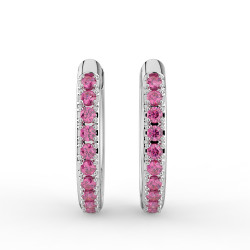 أقراط دائرية من الذهب الأبيض مرصعة بالتورمالين الوردي – Celinni