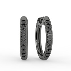 أقراط دائرية من الذهب الأسود مرصعة بالألماس الأسود – Celinni