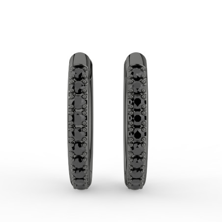 Boucles d'Oreilles Créoles Diamants Noirs Or Noir