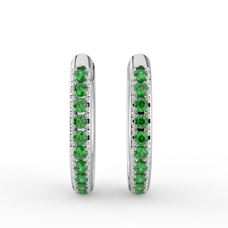 Boucles d'Oreilles Créoles Tsavorites Or Blanc