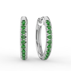 Boucles D’Oreilles Créoles Tsavorite Baby Love Or Blanc 18K