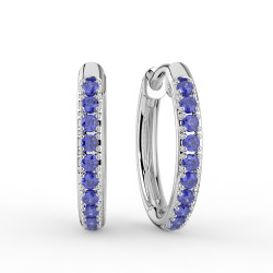 أقراط كريول بالياقوت الأزرق والذهب الأبيض – Celinni