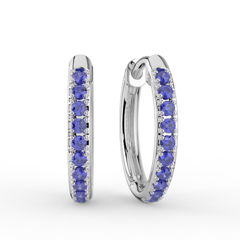 أقراط كريول بالياقوت الأزرق والذهب الأبيض