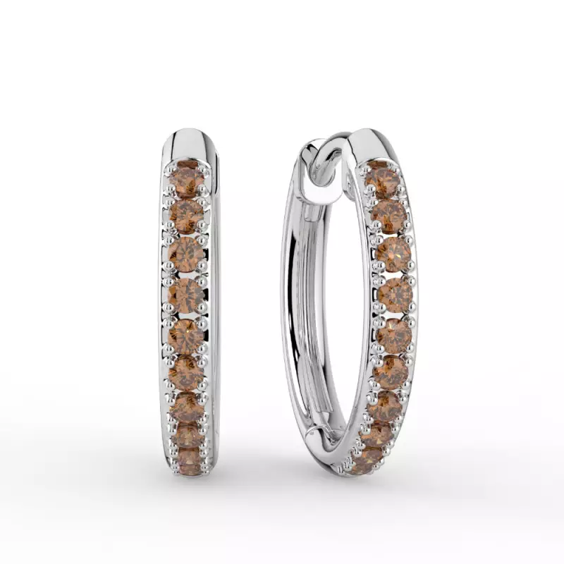 Chocolate Diamond Hoop Earrings in White Gold