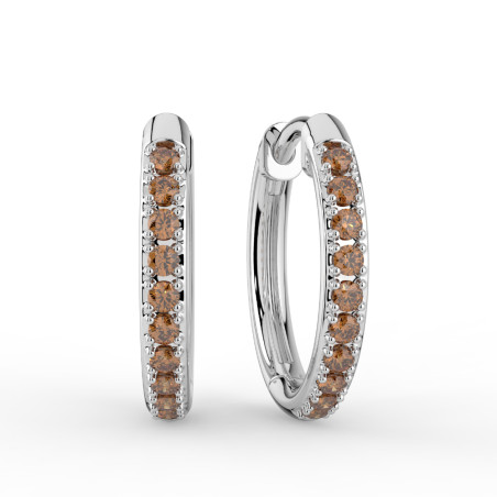 Creolen Ohrringe mit Schokoladendiamanten aus Weißgold