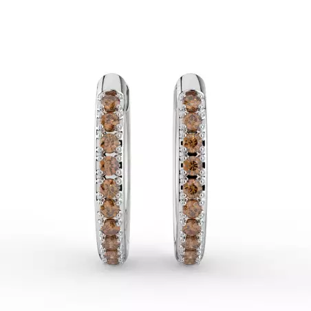 Chocolate Diamond Hoop Earrings in White Gold