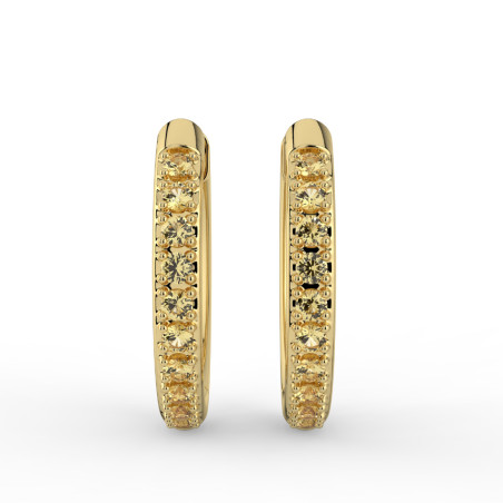 Boucles d'Oreilles Créoles Citrines Or Jaune