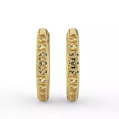 Yellow Gold Citrine Hoop Earrings
