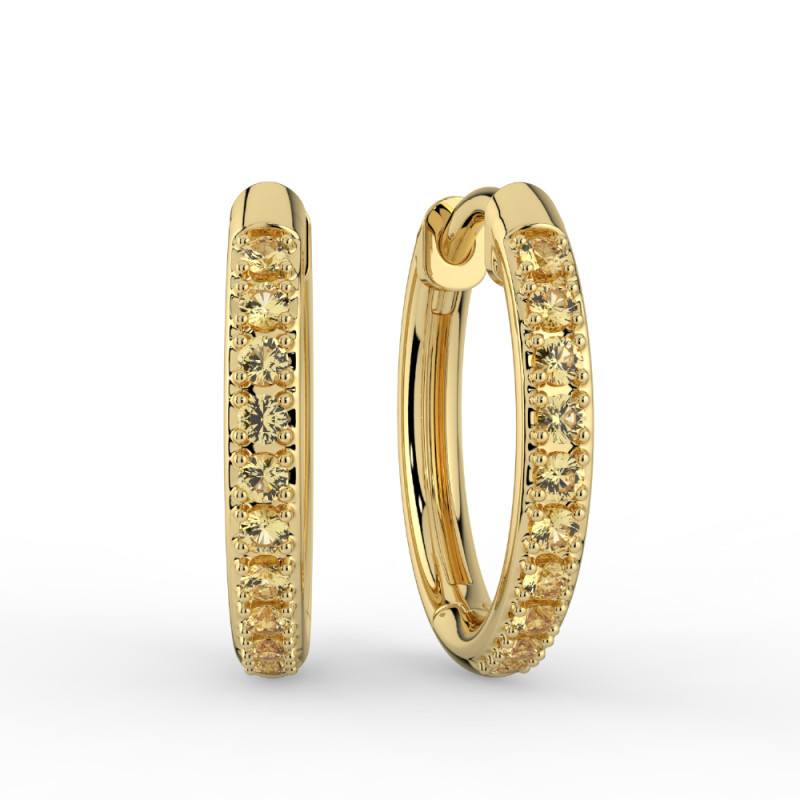 أقراط حلقية من الذهب الأصفر والسترين