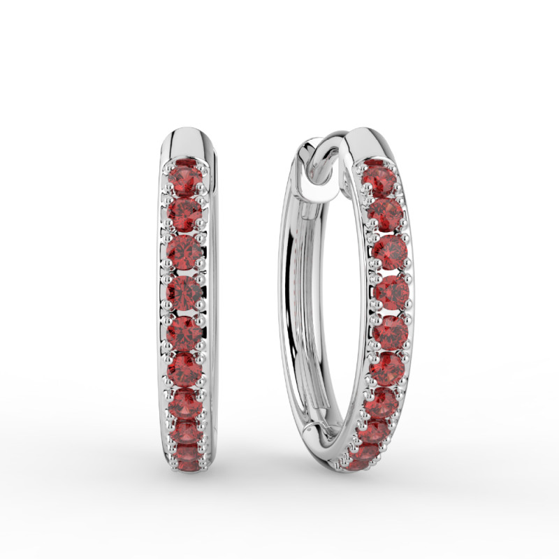 أقراط كريول بالياقوت والذهب الأبيض