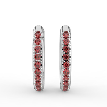 Boucles d'Oreilles Créoles Rubis Or Blanc