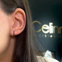 أقراط دائرية من الذهب الأسود مرصعة بالألماس الأسود – Celinni