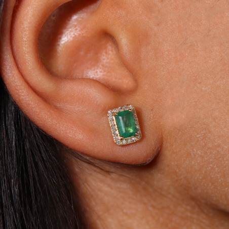 Vente Flash: Boucles d'oreilles Emeraudes et Diamants Or Jaune