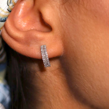 Vente Flash : Boucles d'oreilles Créoles Diamants Or Blanc