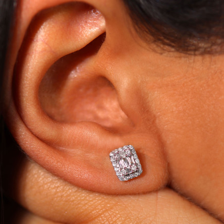 Vente Flash : Boucles d'oreilles Diamants Emeraude Or Blanc