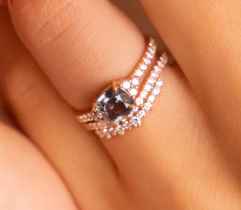 Vintage platinum engagement ring with sapphire