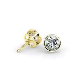 Boucles d'oreilles diamants serti clos or jaune