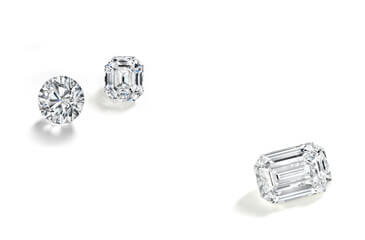 Différentes tailles de diamants ronde, coussin, émeraude