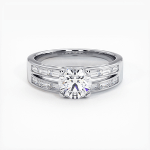 Solitaire épaulé Laure en platine et diamants