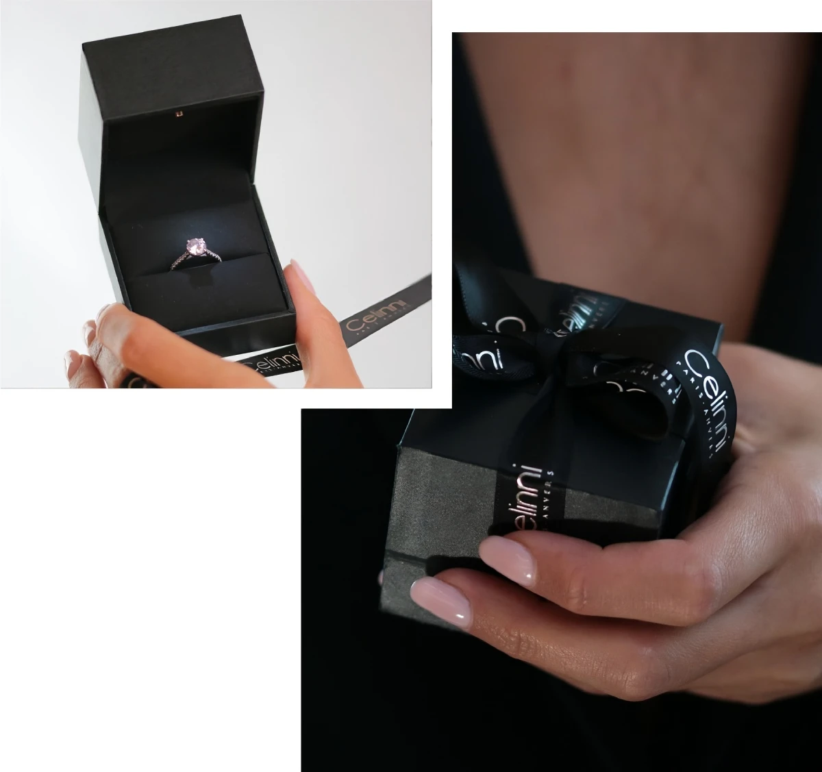 Bague de fiançailles dans une boîte cadeau Celinni