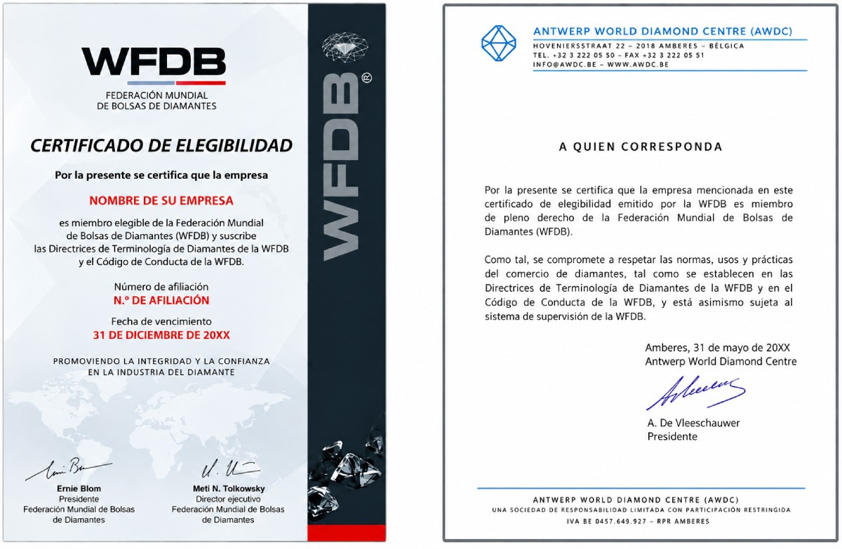 Certificaciones Celinni y Bolsa de Diamantes de Amberes para la compra directa de diamantes