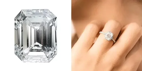 Diamant de forme e émeraude