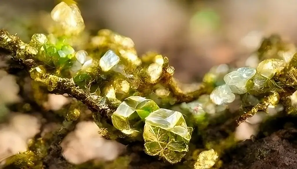 Péridot brut dans son environnement naturel