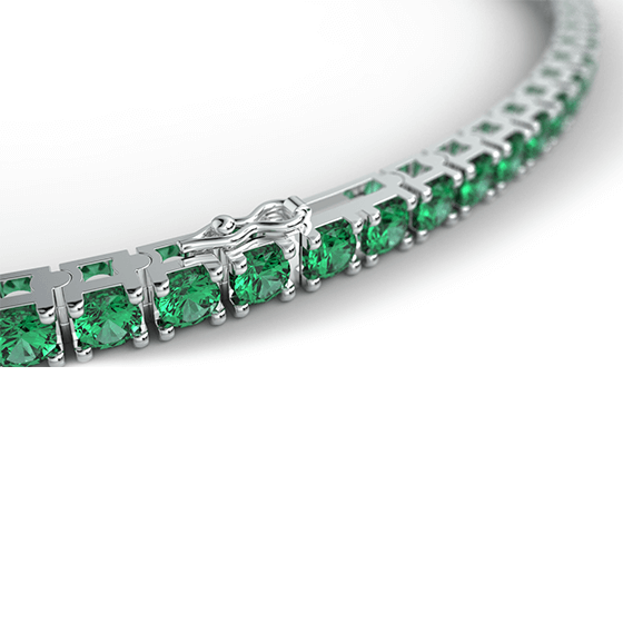 bracelet rivière en pierre précieuse émeraude et or blanc 18k de la Maison Celinni