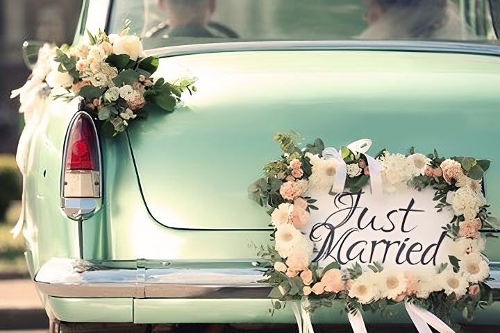 Mariage festif en mai avec des décorations de fêtes