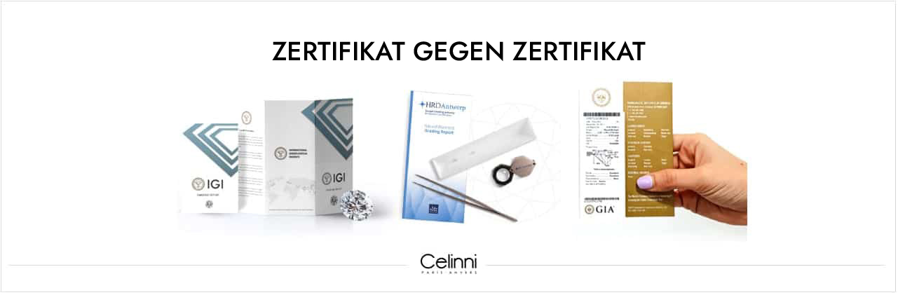 ZERTIFIKAT GEGEN ZERTIFIKAT Unterschied im Ergebnis zwischen Laboren für Diamant-Zertifikat